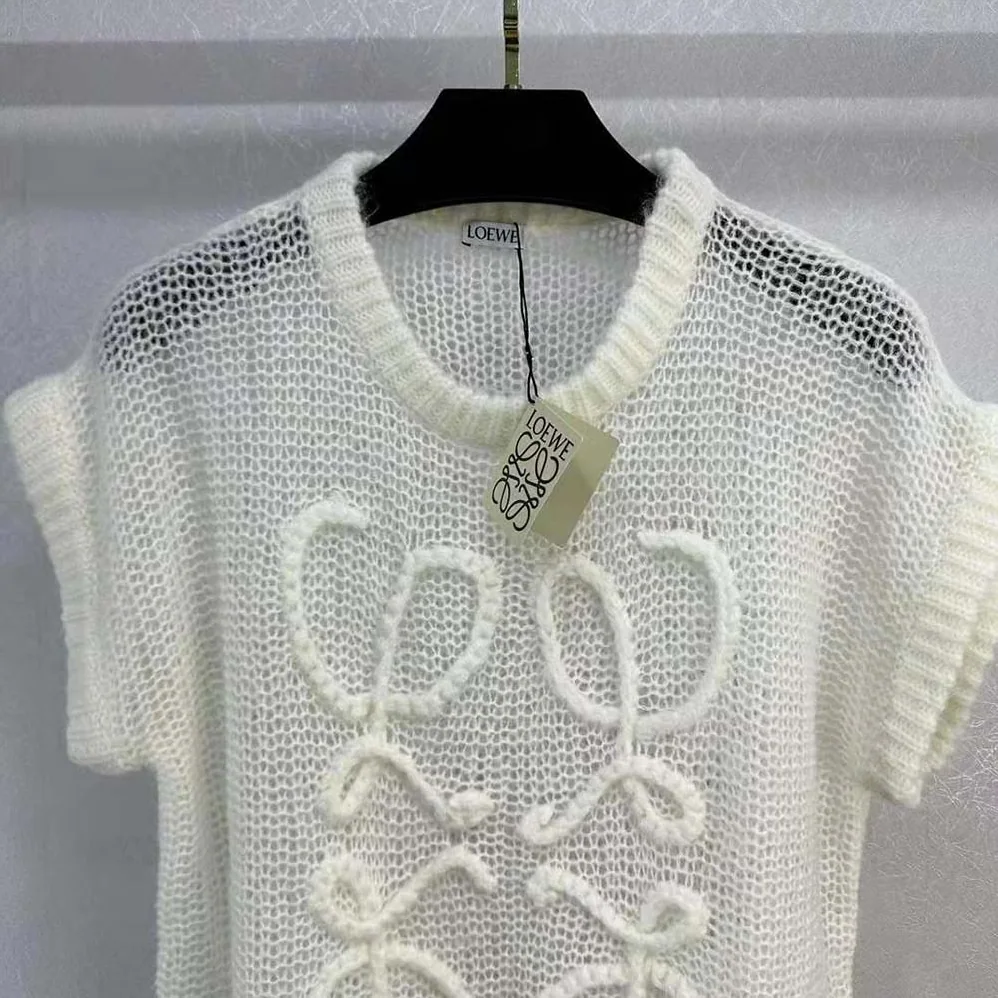 Loewe Anagram Vest in Mohair for Women in White Loewe Anagram Vest in Mohair for Women in White