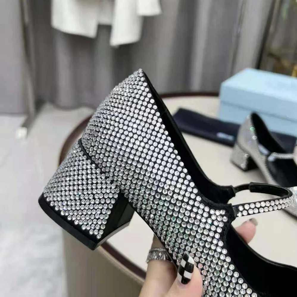 Prada Satin Pumps with Crystals in 45mm Heel Height for Women in Silver