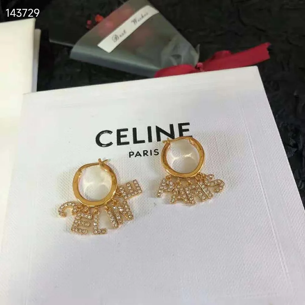 Celine Paris Hoops in Brass with Gold Finish and Crystals for Women Celine Paris Hoops in Brass with Gold Finish and Crystals for Women