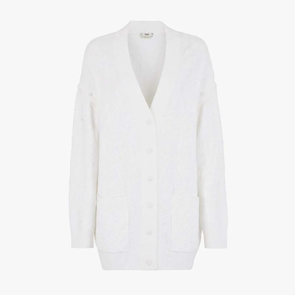 Fendi Cardigan White Cotton Cardigan for Women Fendi Cardigan White Cotton Cardigan for Women