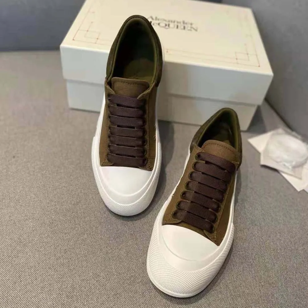 Alexander Mcqueen Deck Lace Up Plimsoll for Women in Brown Alexander Mcqueen Deck Lace Up Plimsoll for Women in Brown
