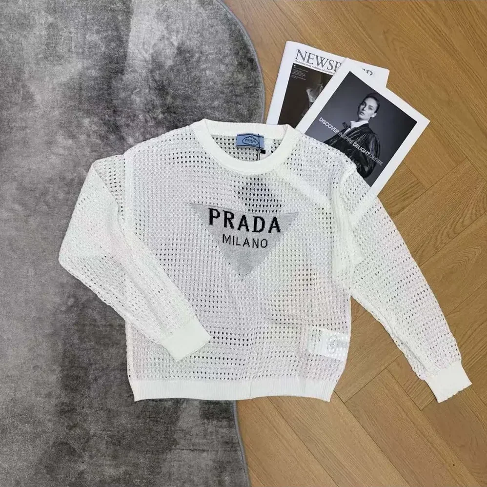 Prada Milano Open-knit Top for Women in White Prada Milano Open-knit Top for Women in White