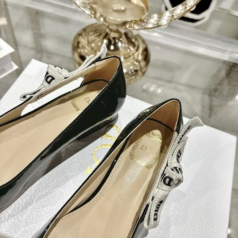 Dior J'Adior Ballet Flat Black Patent Calfskin for Women