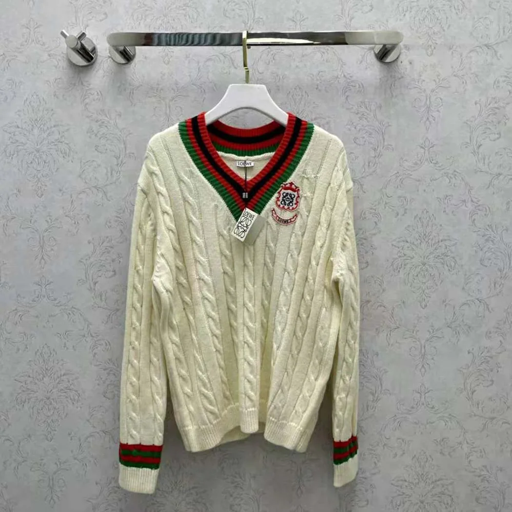 Loewe Cable Knit Sweater in Wool for Women in White
