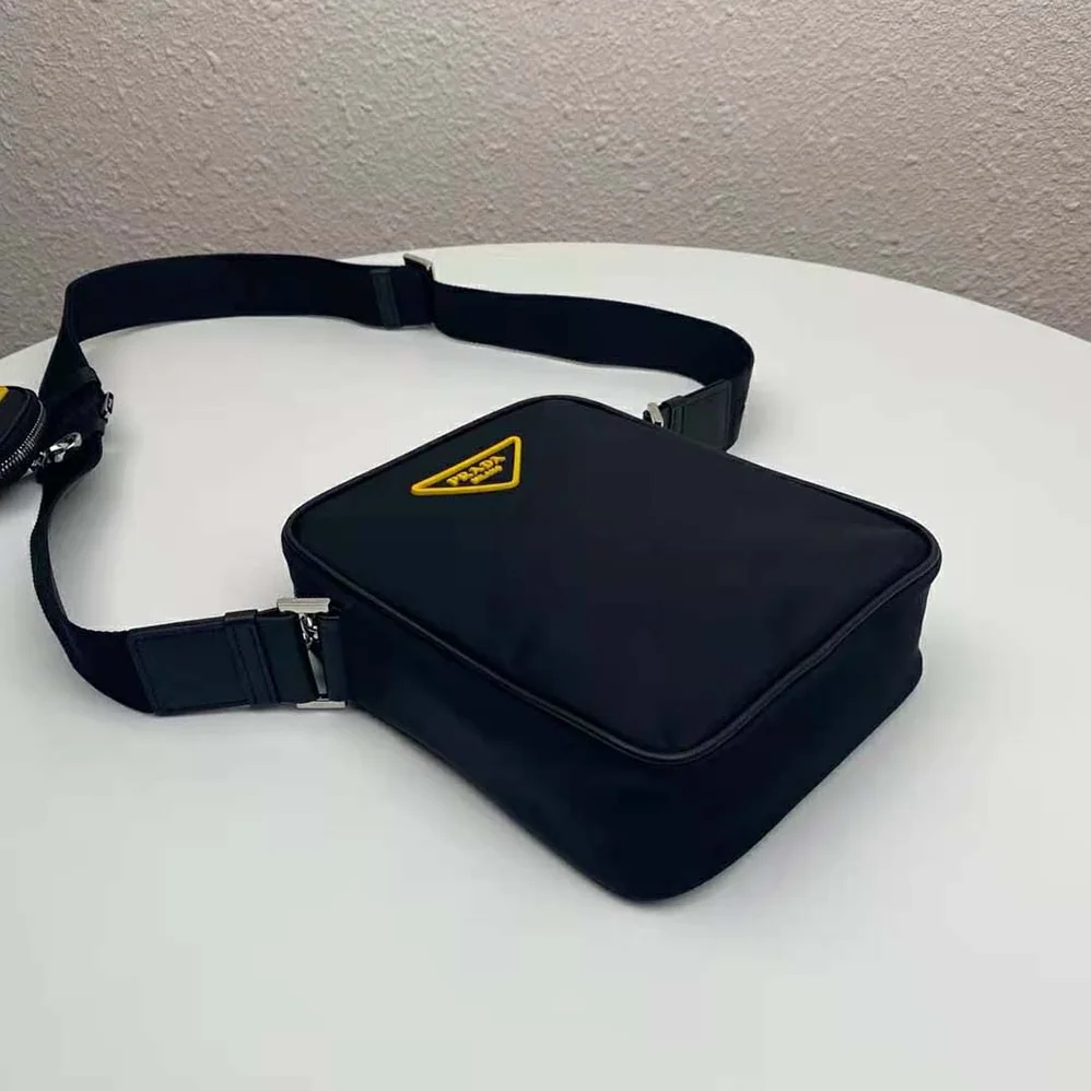 Prada Nylon Cross-Body Bag for Men in Black/Yellow Prada Nylon Cross-Body Bag for Men in Black/Yellow