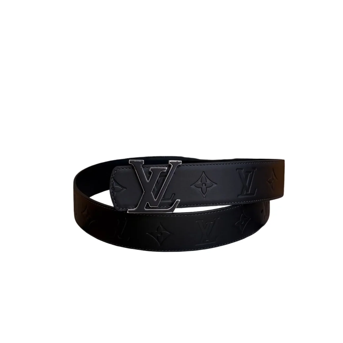 Louis Vuitton LV Initiales Monogram Eclipse Belt Black With Black Buckle Louis Vuitton LV Initiales Monogram Eclipse Belt Black With Black Buckle