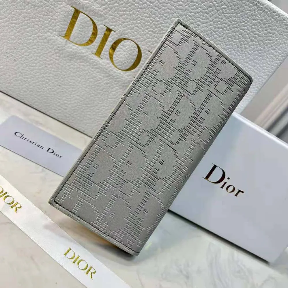 Dior Vertical Long Wallet Gray Dior Oblique Galaxy Leather for Men Dior Vertical Long Wallet Gray Dior Oblique Galaxy Leather for Men