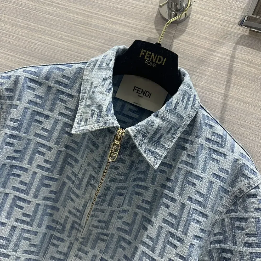 Fendi Light Blue FF Denim Jacket for Women Fendi Light Blue FF Denim Jacket for Women