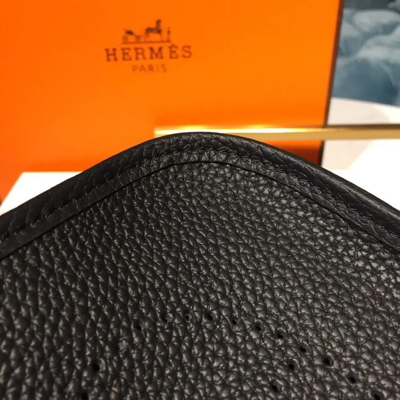 Hermes Evelyne II TPM Bag Black Silver Toned Hardware /