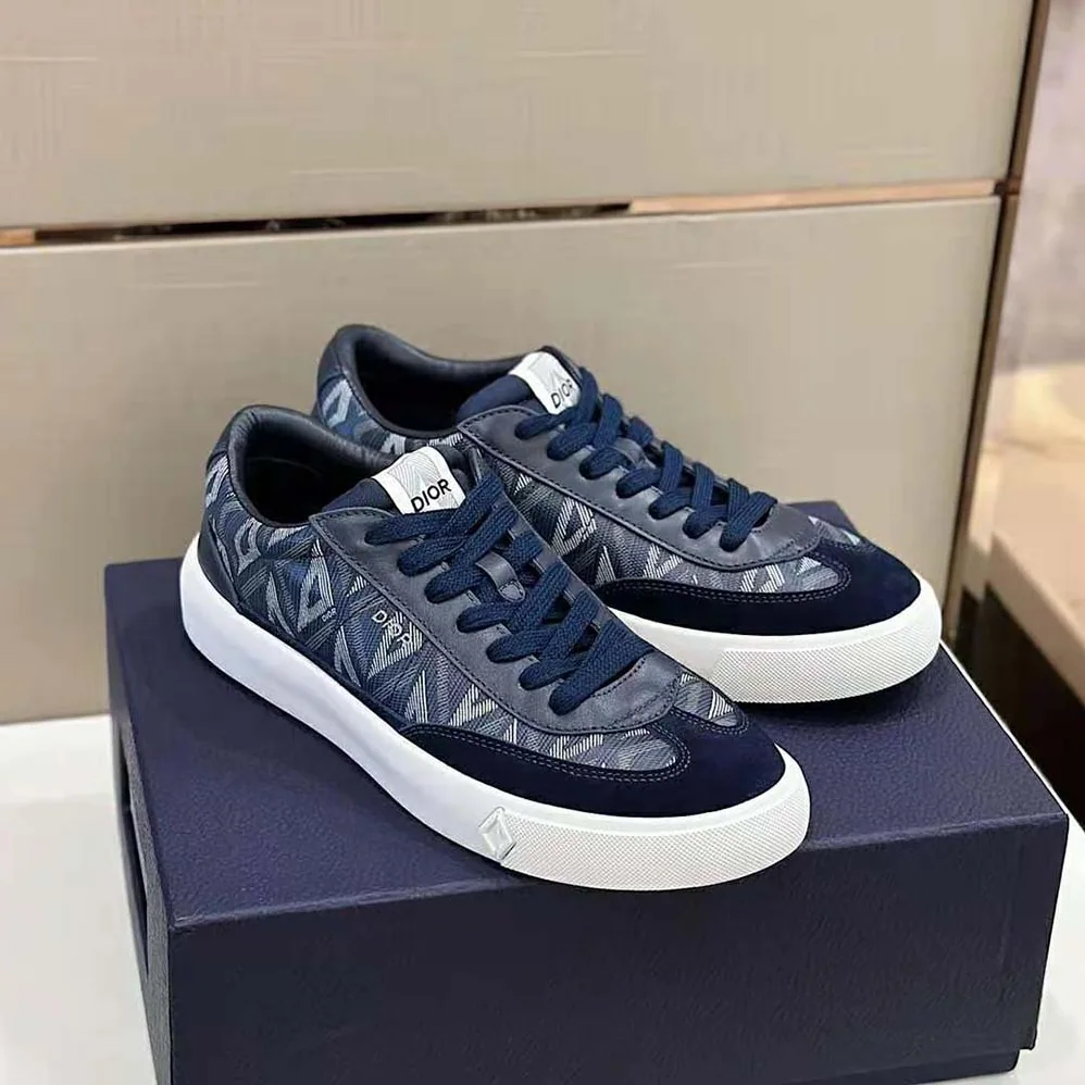 Dior B101 Sneaker Navy Blue CD Diamond Canvas Smooth Calfskin and Nubuck for Men