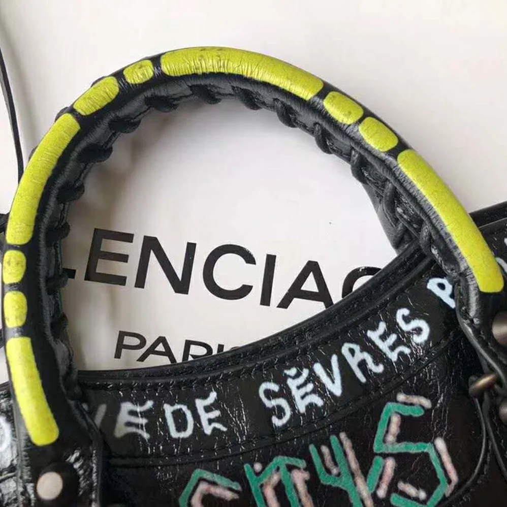 Balenciaga Classic City S Graffiti Small Lambskin Bag for Women in Blue Balenciaga Classic City S Graffiti Small Lambskin Bag for Women in Blue