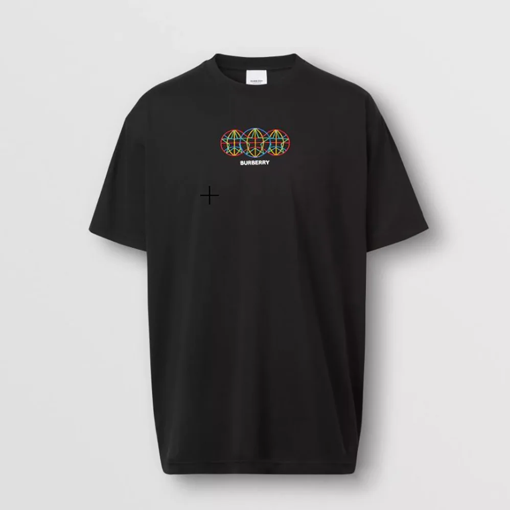 Burberry Embroidered Globe Graphic Cotton Oversized T for Men in shirt