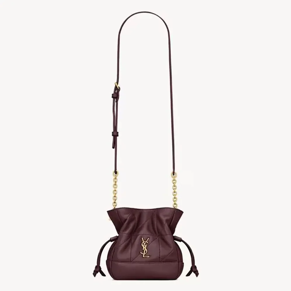 Saint Laurent YSL Jamie Mini Shoulder Pouch In Lambskin for Women in Maroon