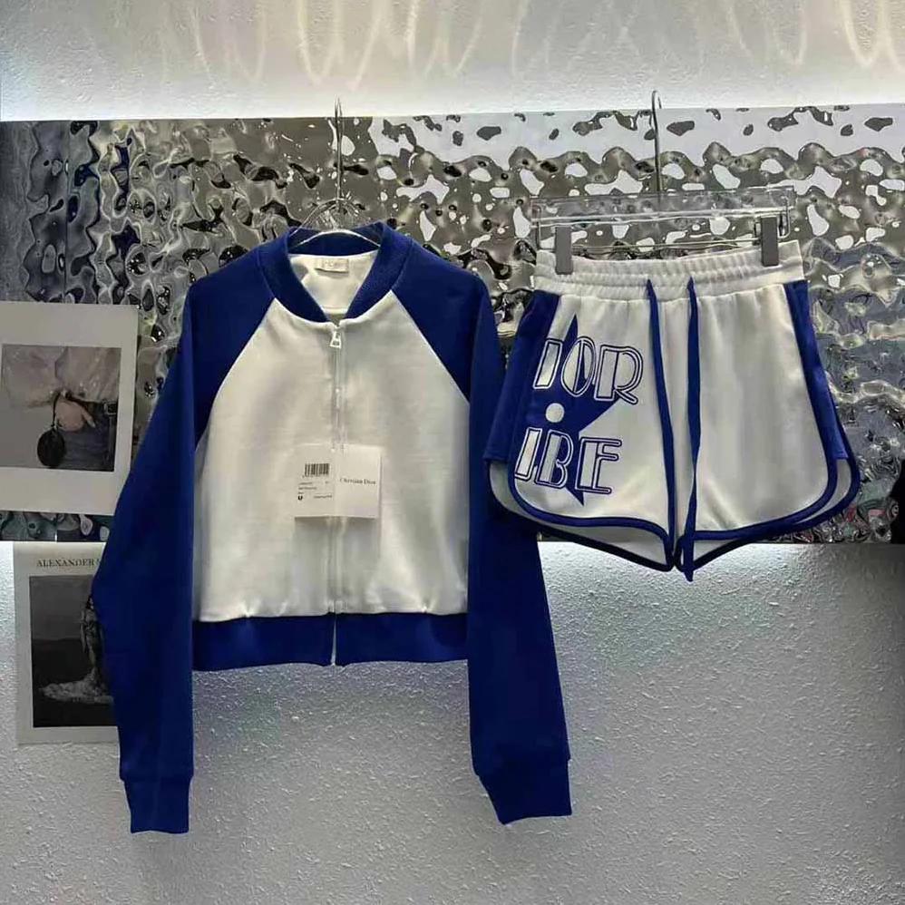 Dior Vibe Bomber Jacket Fluorescent Blue and White Technical Cashmere Jacquard for Women