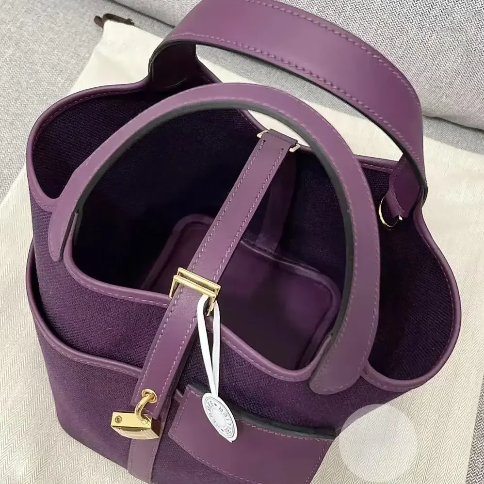 Hermes Picotin Lock 18 Pockets in Goeran Canvas Leather for Women in Purple