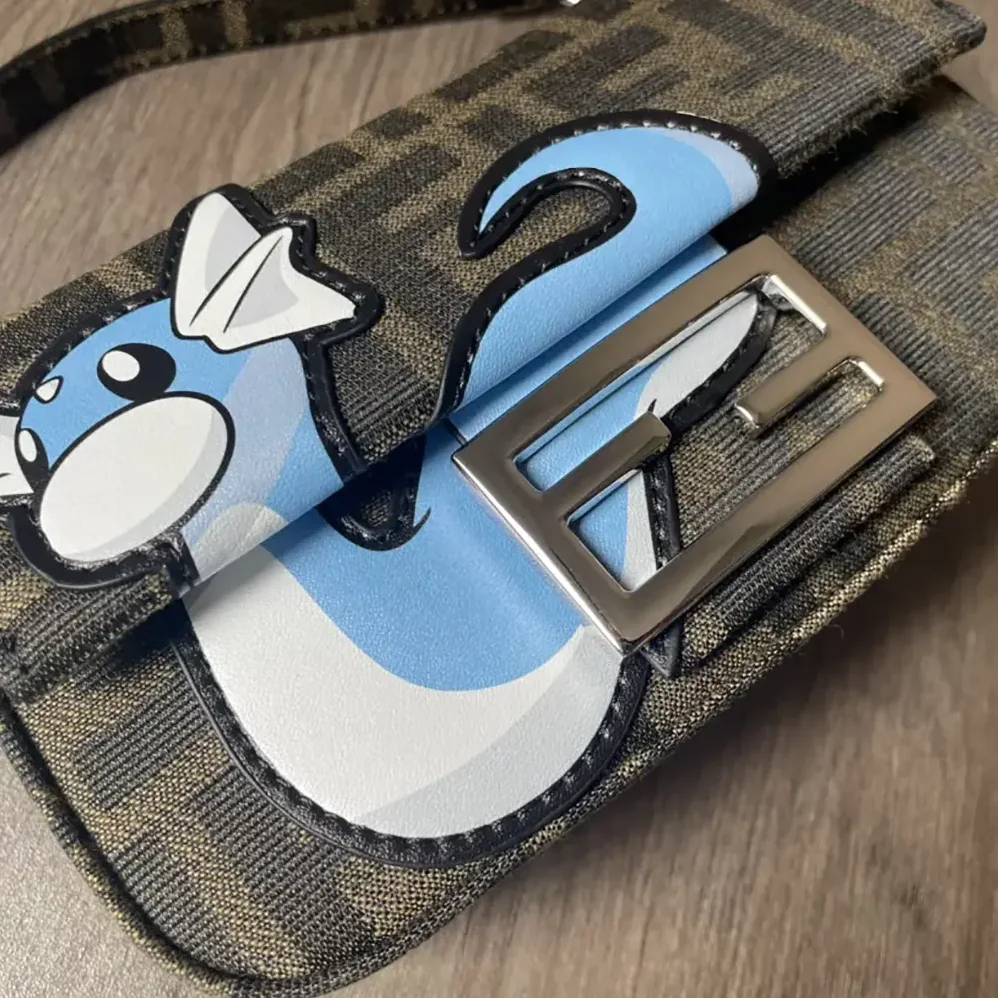 Fendi Baguette Mini FENDI x FRGMT x POKÉMON Brown FF Fabric Bag for Women