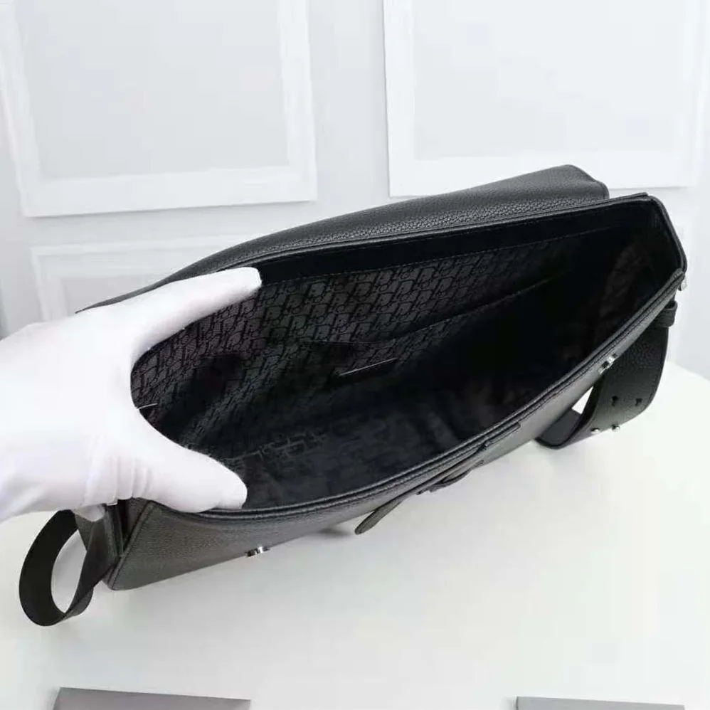 Dior Saddle Messenger Bag Black Grained Calfskin for Men