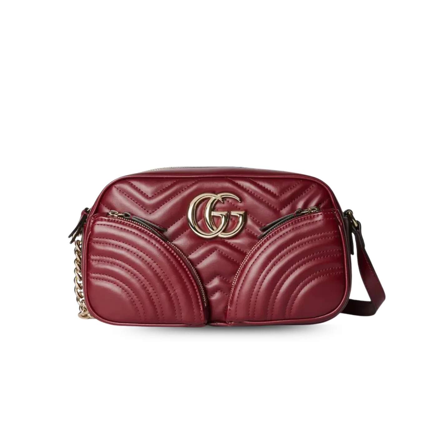 Gucci GG Marmont Small Shoulder Bag in Red Gold Hardware