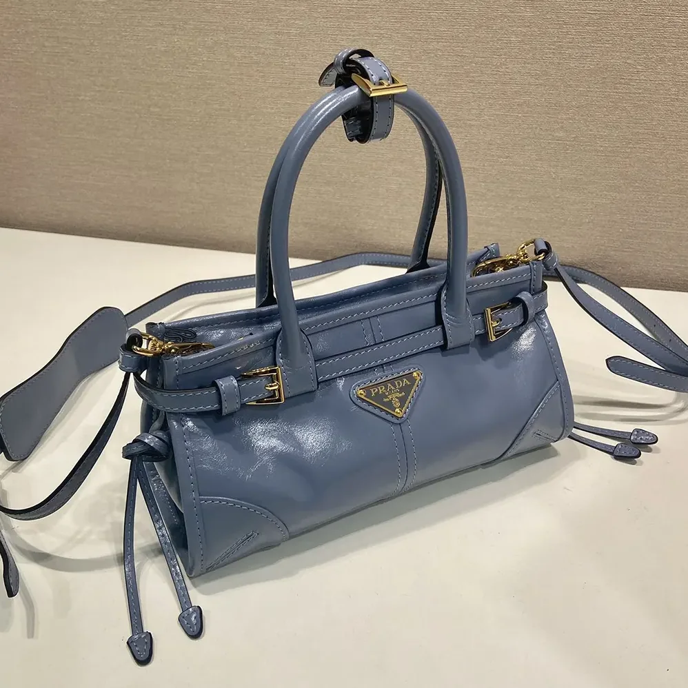 Prada Bonnie Leather Mini Handbag for Women in Light Blue