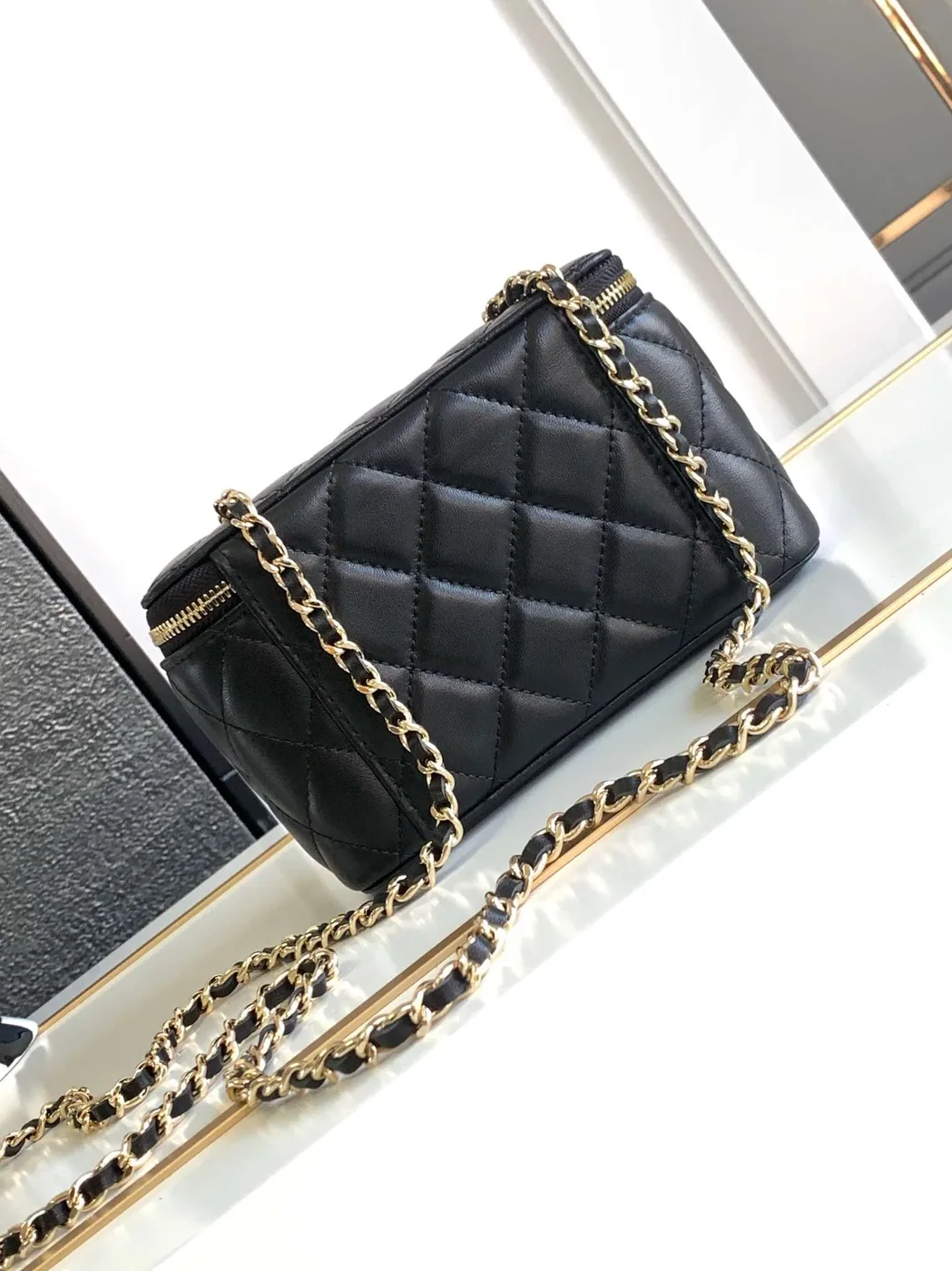 Chanel Vanity Case Shoulder Bag in Black Gold Hardware Chanel Vanity Case Shoulder Bag in Black Gold Hardware