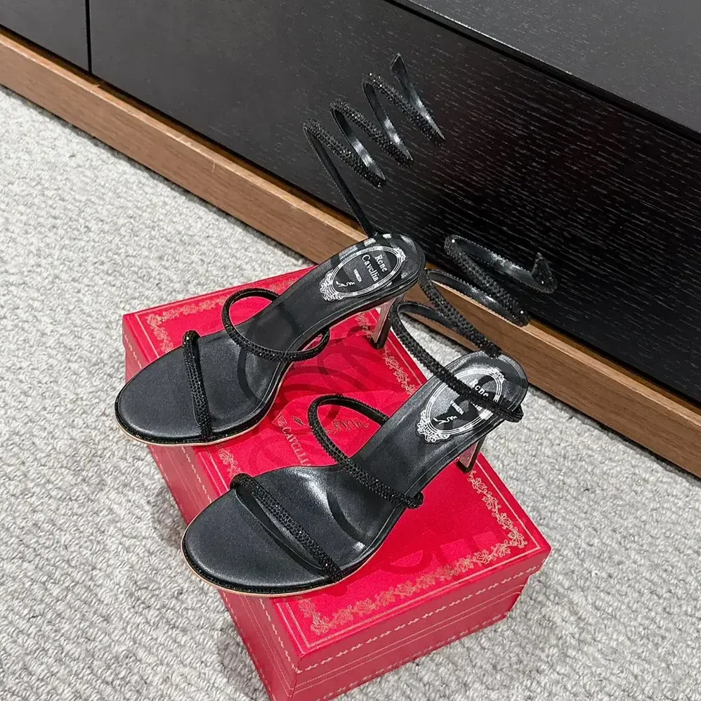 Rene Caovilla Cleo Black Sandal 80 for Women