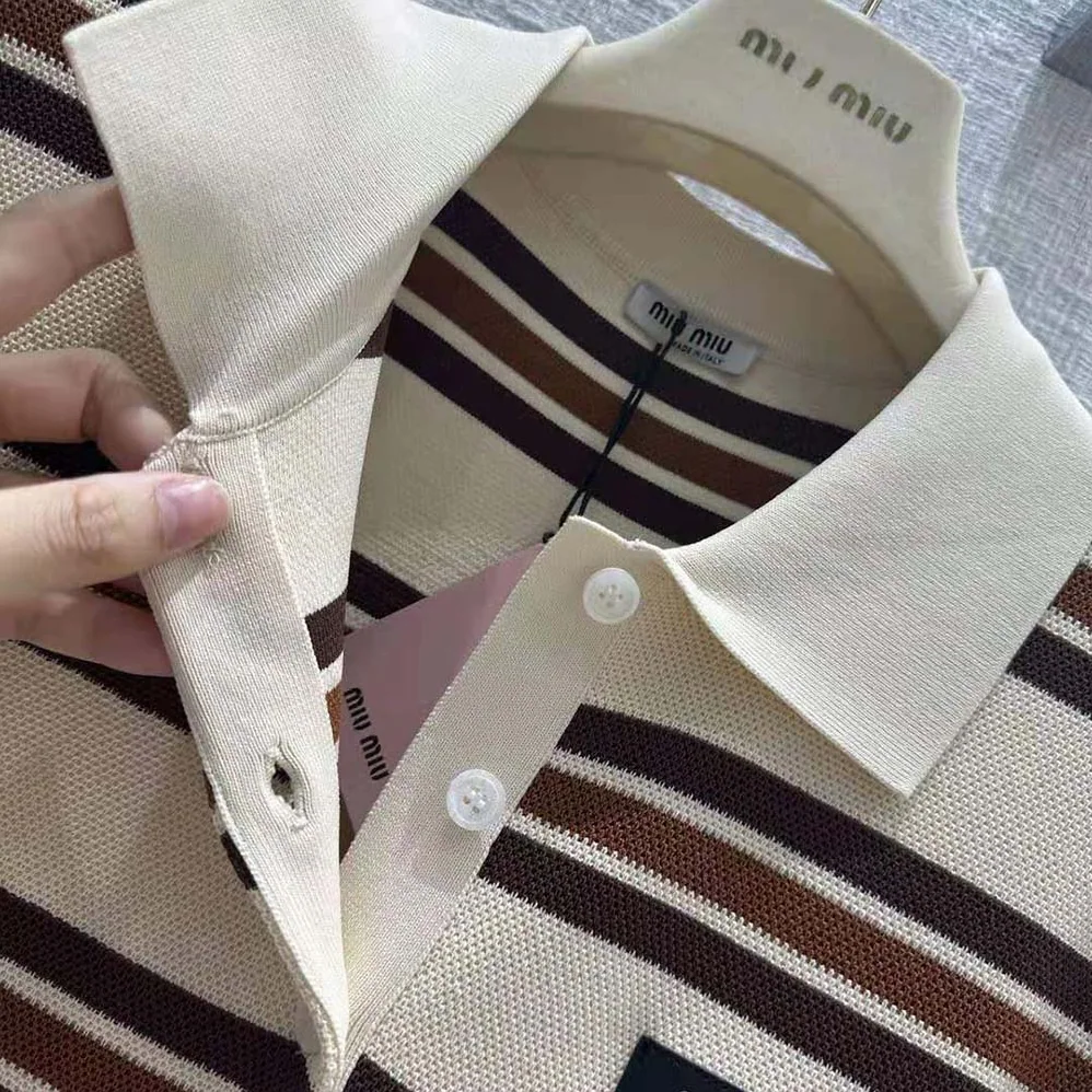 Miu Miu Silk and Cotton Polo Dress with Logo Patch for Women Miu Miu Silk and Cotton Polo Dress with Logo Patch for Women