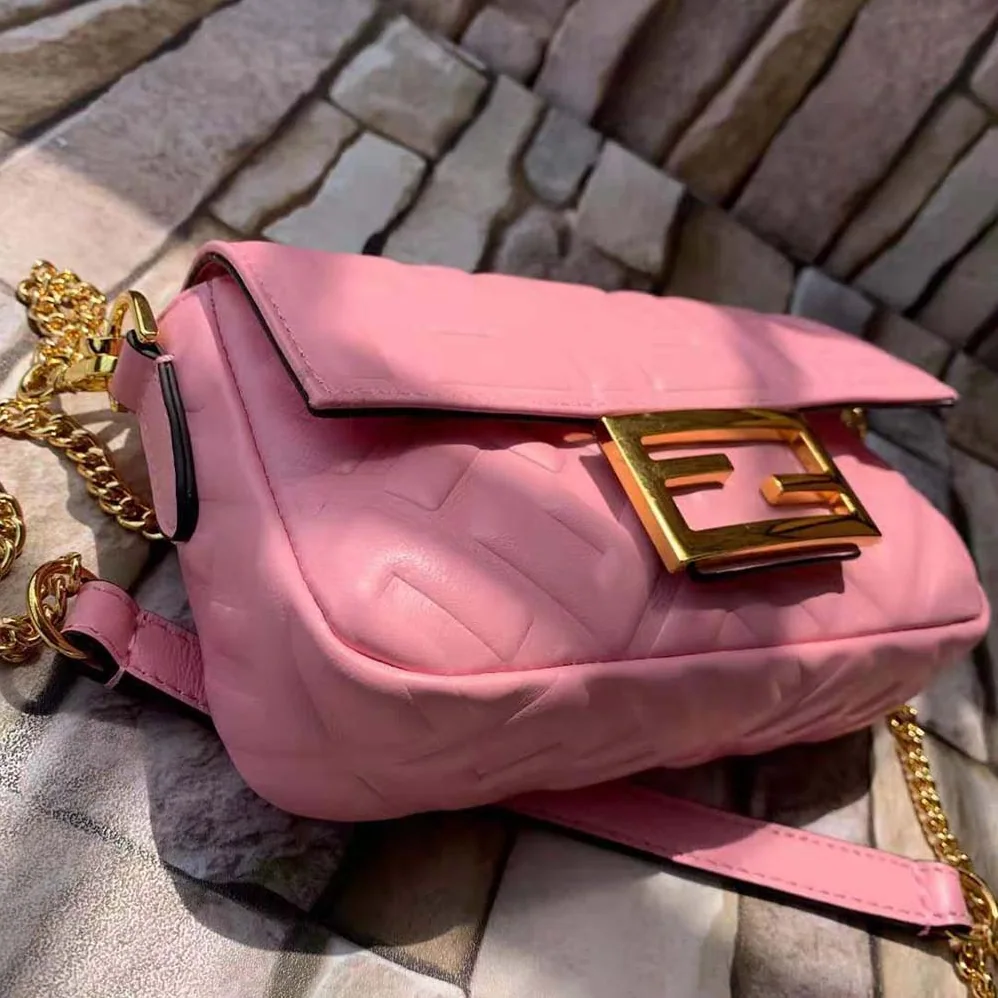 Fendi Baguette Soft Nappa Leather Bag for Women in Pink