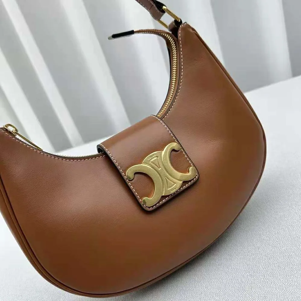 Celine Ava Triomphe Soft Bag in Smooth Calfskin for Women in Brown