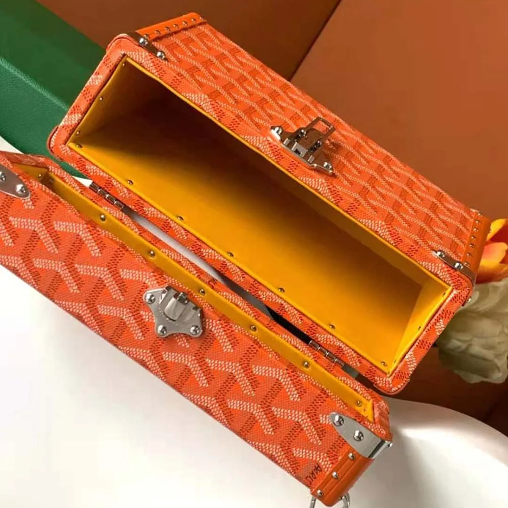 Goyard Cassette Trunk Bag in Goyardine Canvas & Clamecy Cowhide for Women in Orange