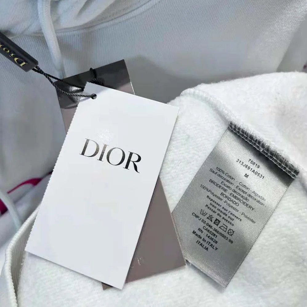 Dior Relaxed-Fit Hooded Sweatshirt White Cotton Fleece for Men Dior Relaxed-Fit Hooded Sweatshirt White Cotton Fleece for Men