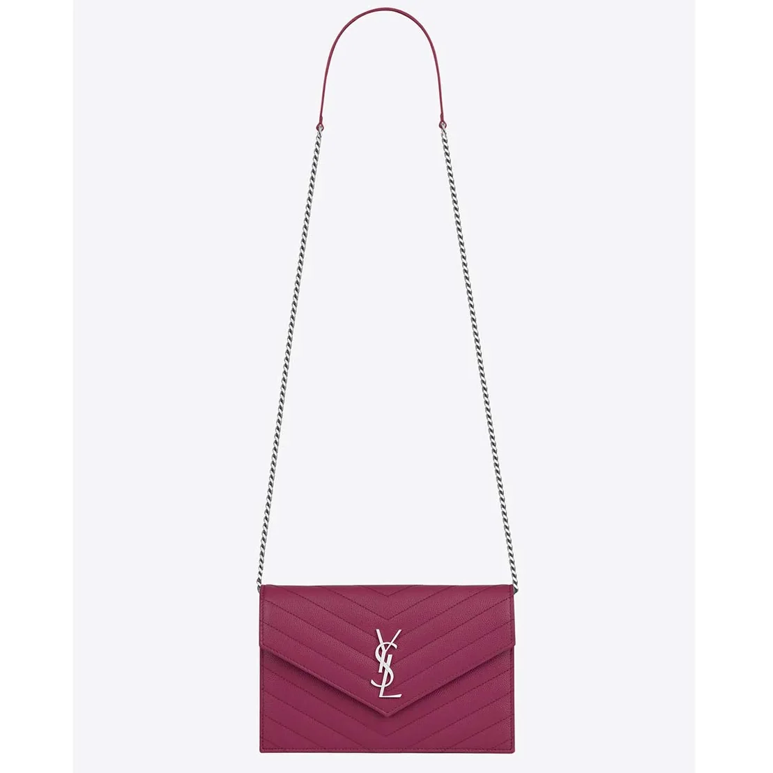 Saint Laurent YSL Medium Monogram Envelope Chain Wallet Gold Hardware in Rose Saint Laurent YSL Medium Monogram Envelope Chain Wallet Gold Hardware in Rose