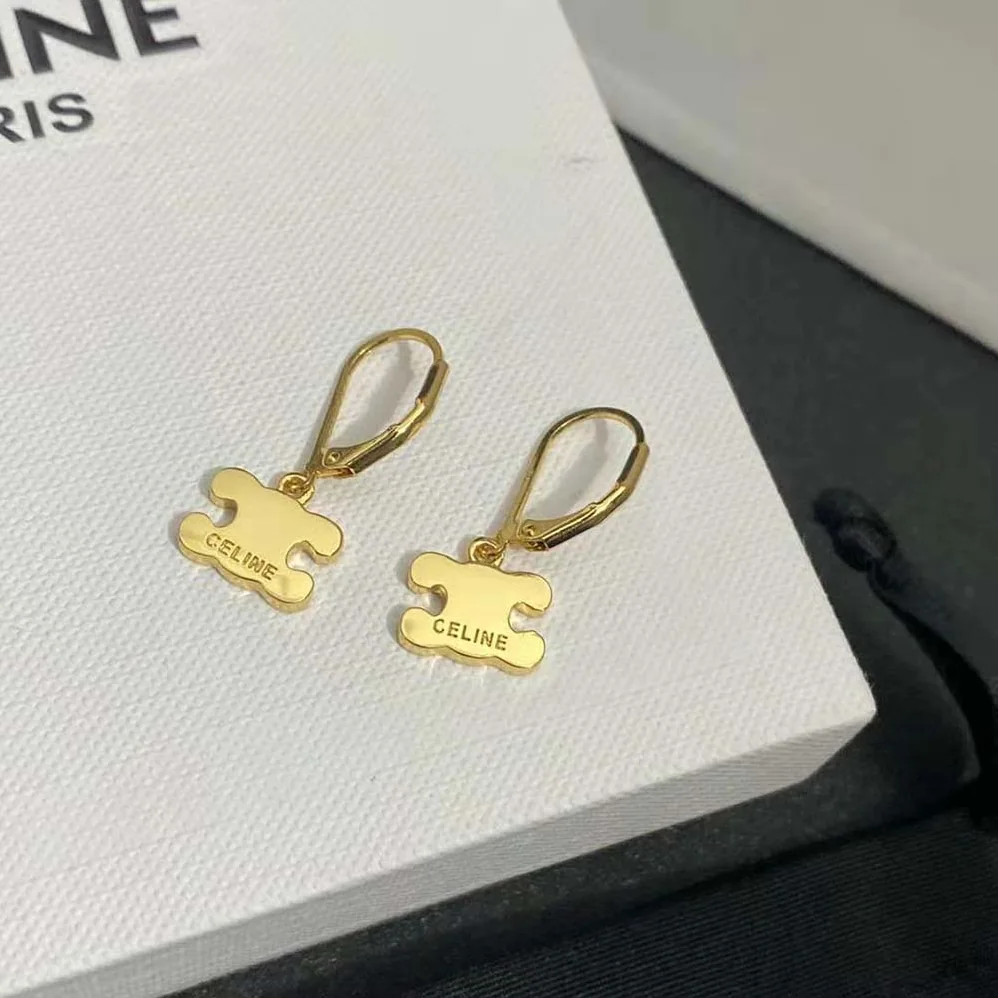 Celine Triomphe Rhinestone Earrings in Brass with Gold Finish and Crystals for Women Celine Triomphe Rhinestone Earrings in Brass with Gold Finish and Crystals for Women