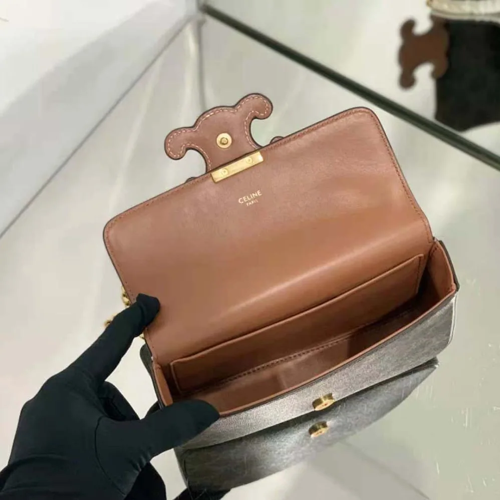 Celine Chain Shoulder Bag Cuir Triomphe in Triomphe Canvas and Calfskin for Women