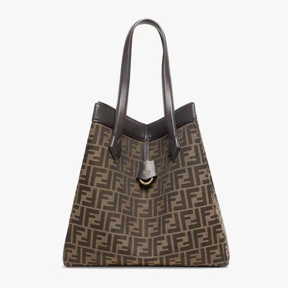 Fendi Origami Large Brown FF Jacquard Fabric Bag that can be Transformed for Women Fendi Origami Large Brown FF Jacquard Fabric Bag that can be Transformed for Women