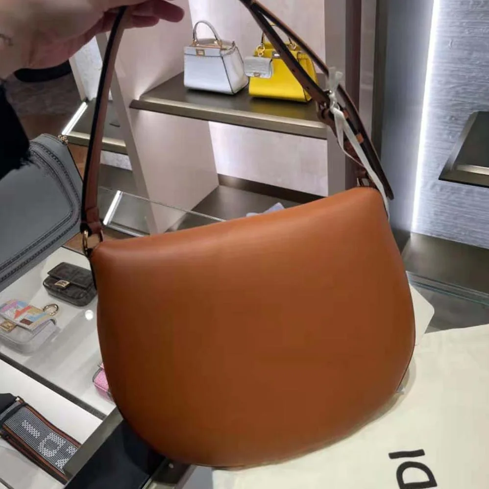 Fendi Small Croissant Brown Leather Bag for Women