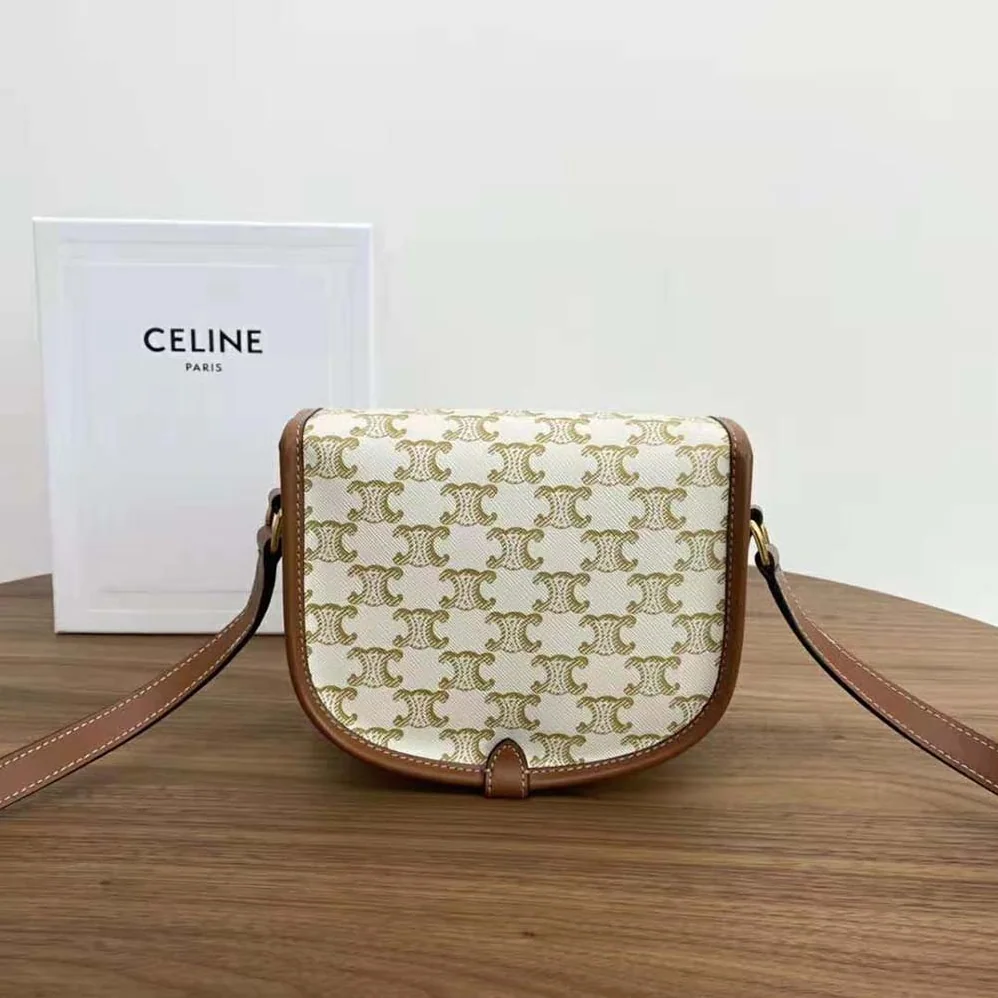 Celine Medium Folco Bag in Triomphe Canvas and Calfskin for Women
