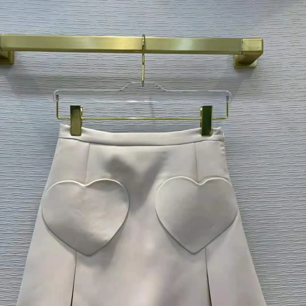 Dior Dioramour Miniskirt with Heart-Shaped Pockets Ecru Wool and Silk for Women