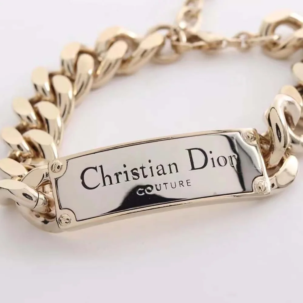 Dior Christian Dior Couture Chain Link Bracelet Gold and Silver for Men in Finish Brass Dior Christian Dior Couture Chain Link Bracelet Gold and Silver for Men in Finish Brass
