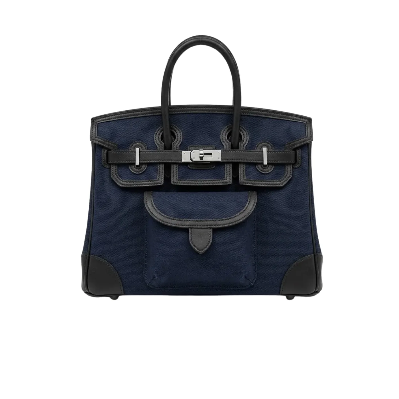 Hermes Birkin Cargo 25 Top Handle Bag in Dark Blue Silver Hardware