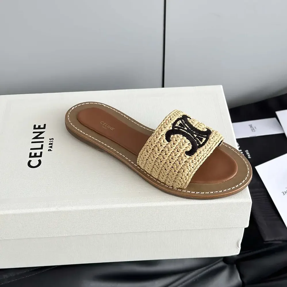 Celine Lympia Mule in Raffia for Women Celine Lympia Mule in Raffia for Women