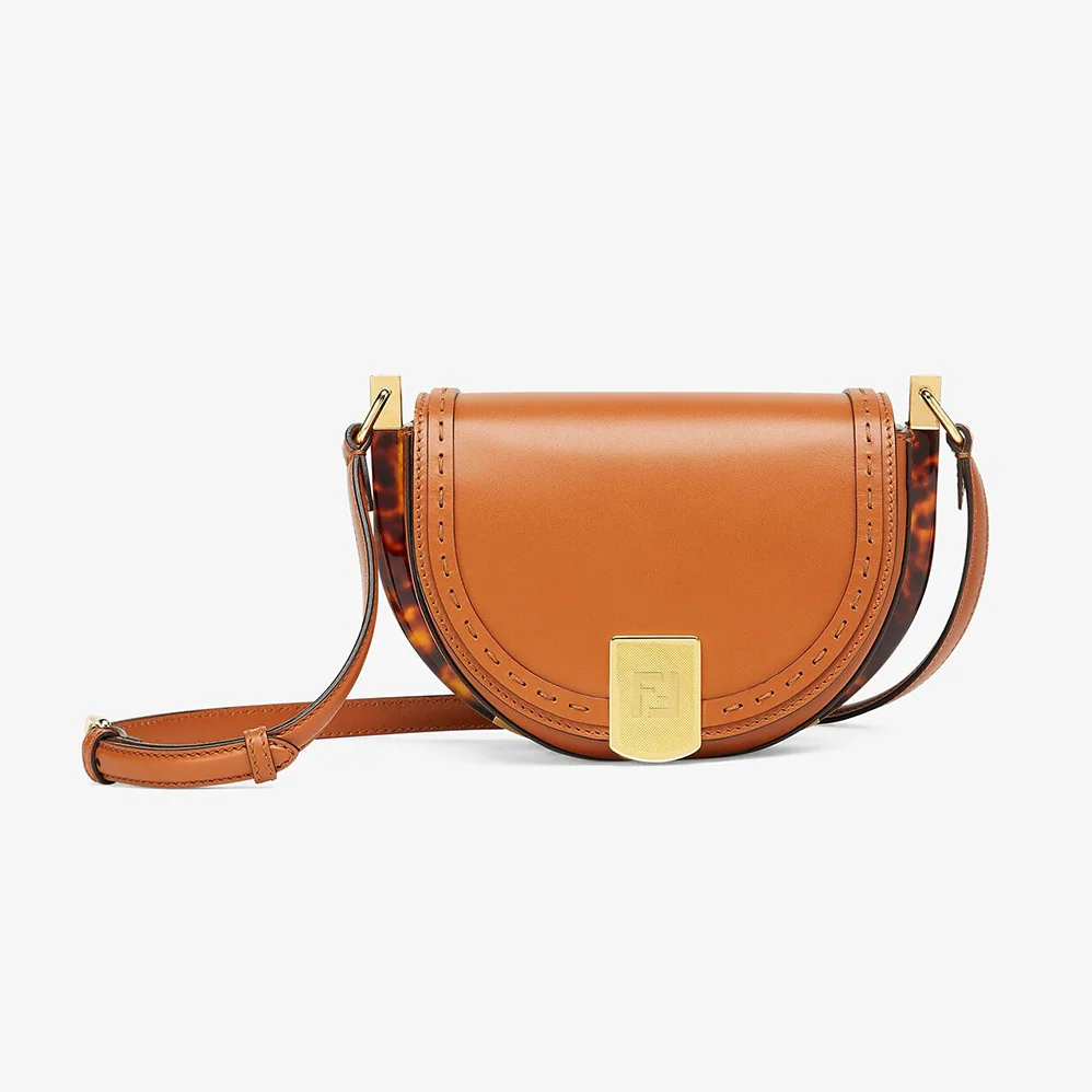 Fendi Moonlight Hand-Stitched Leather Satchel Bag for Women in Brown Fendi Moonlight Hand-Stitched Leather Satchel Bag for Women in Brown