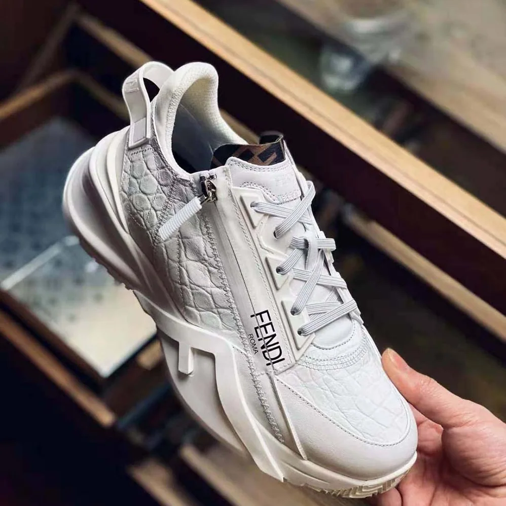 Fendi Sneakers White Caiman Low for Women in Tops