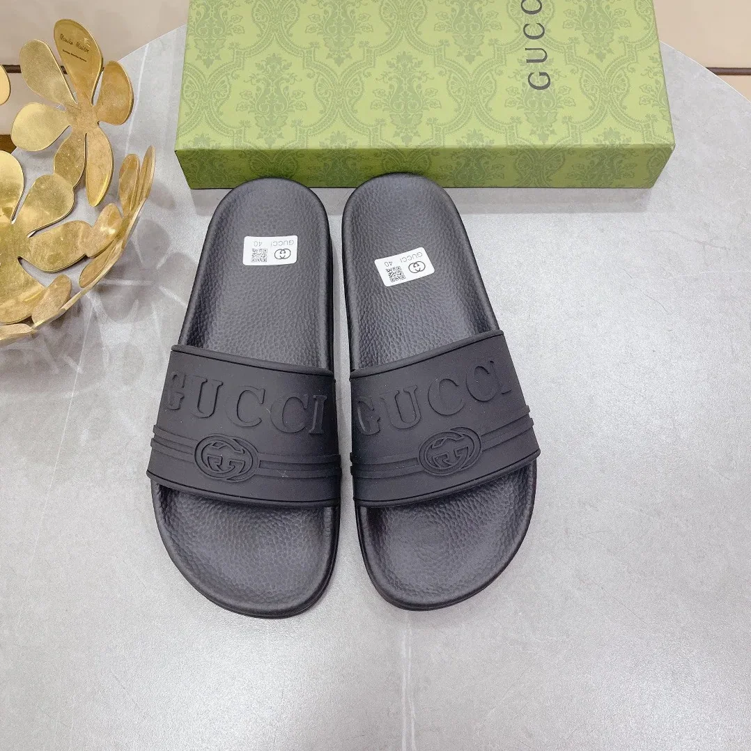 Gucci Logo Rubber Slide Black for Men Gucci Logo Rubber Slide Black for Men