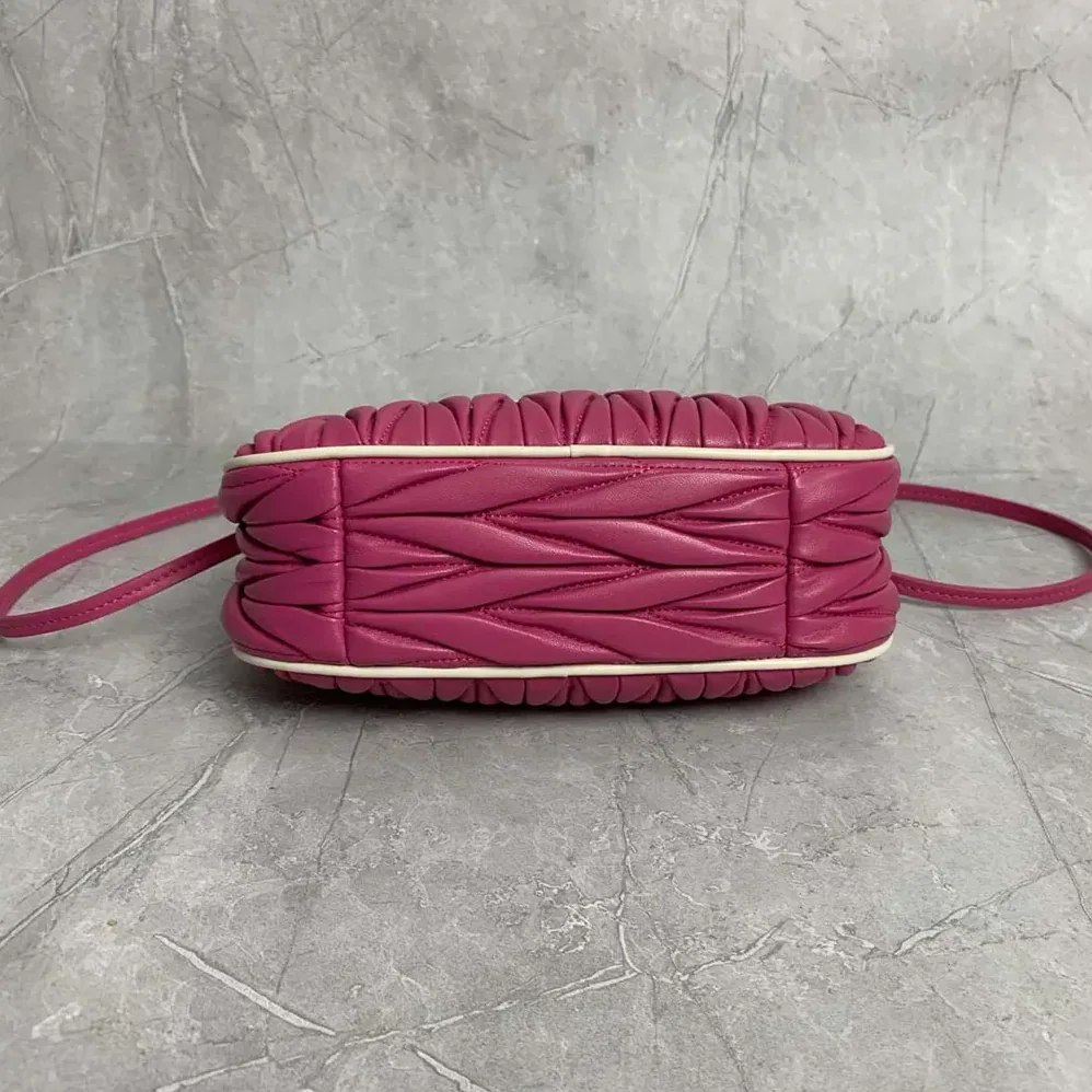 Miu Miu Wander Matelassé Nappa Leather Bag for Women in Pink/White Miu Miu Wander Matelassé Nappa Leather Bag for Women in Pink/White