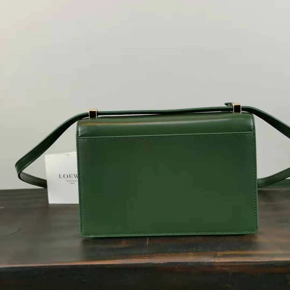 Loewe Barcelona Bag in Silk Calfskin for Women in Green