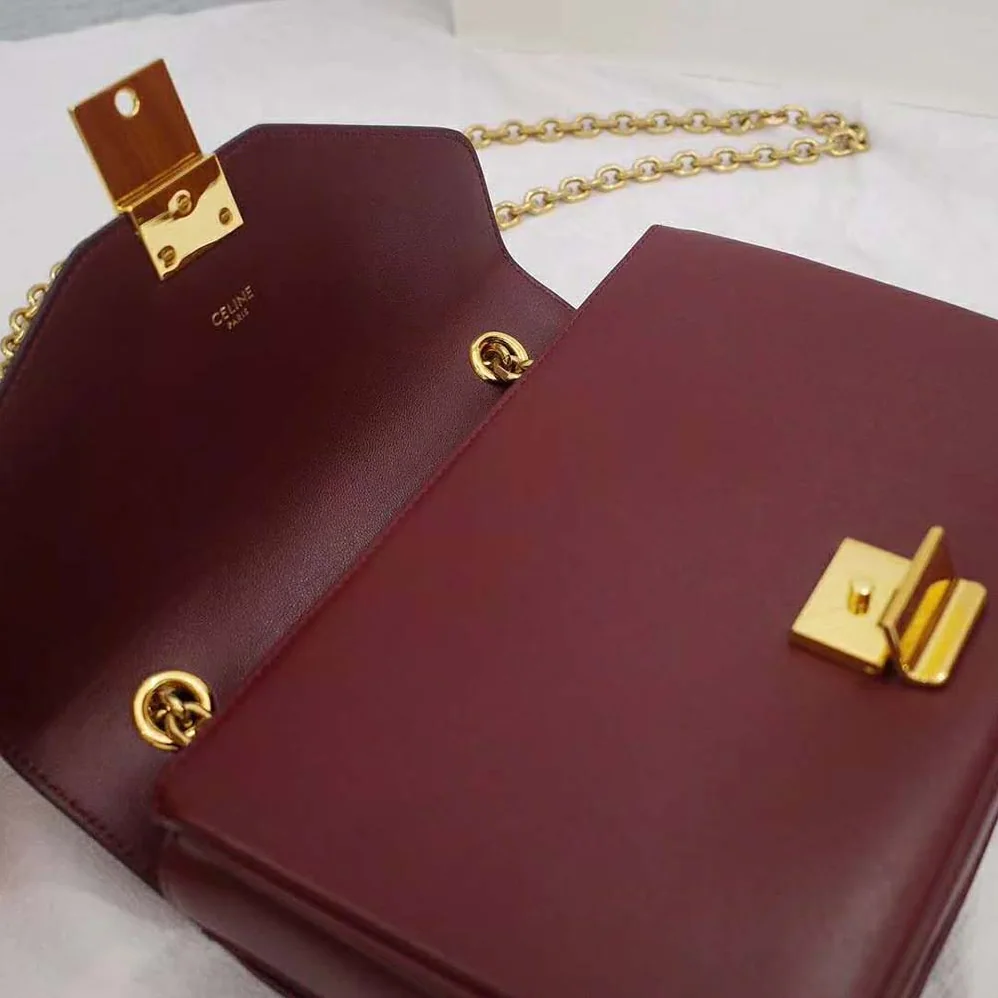 Celine Medium C Bag in Shiny Calfskin Leather for Women in Maroon Celine Medium C Bag in Shiny Calfskin Leather for Women in Maroon