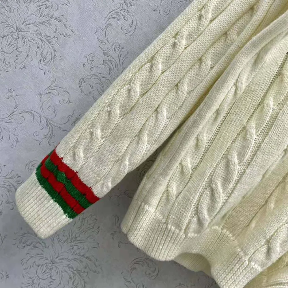 Loewe Cable Knit Sweater in Wool for Women in White