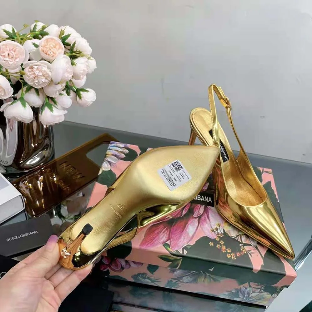 Dolce Gabbana D&G Mirrored for Women in Effect Calfskin Slingbacks
