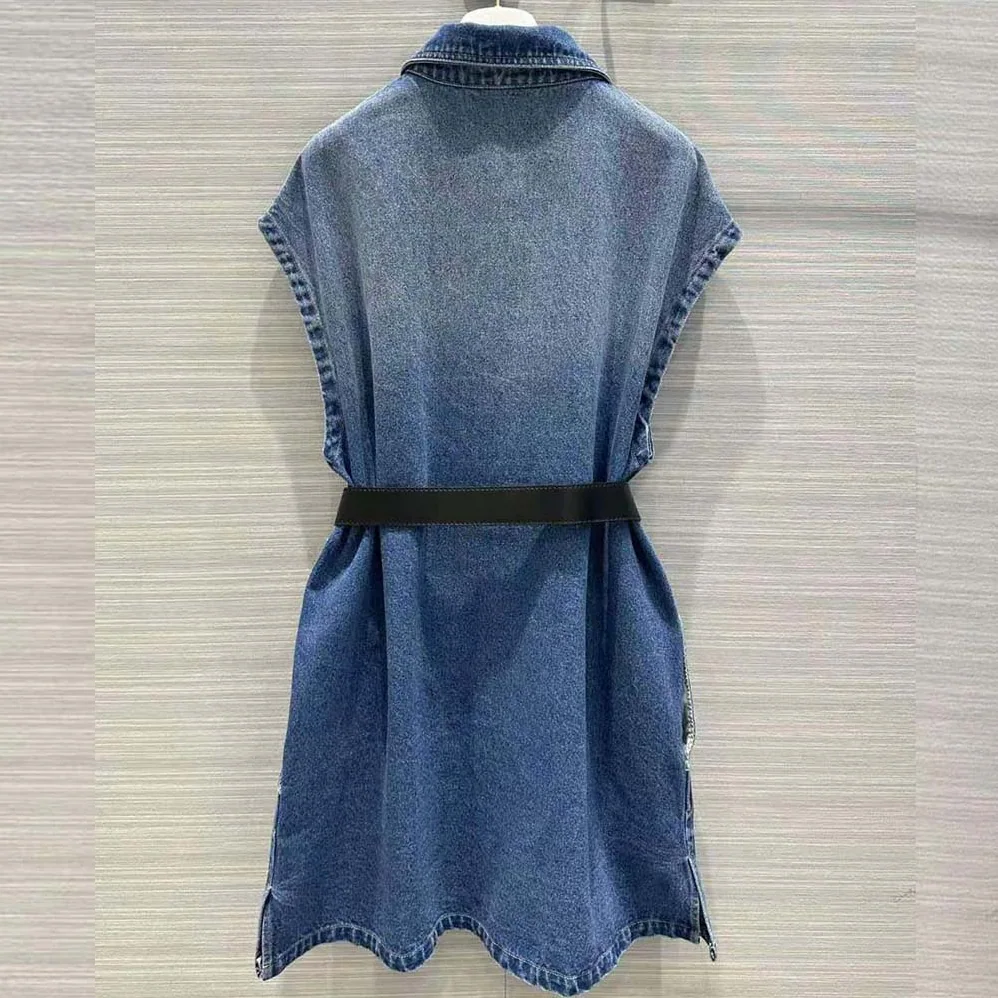 Prada Denim Shirt with Triangle Logo for Women in Navy Prada Denim Shirt with Triangle Logo for Women in Navy