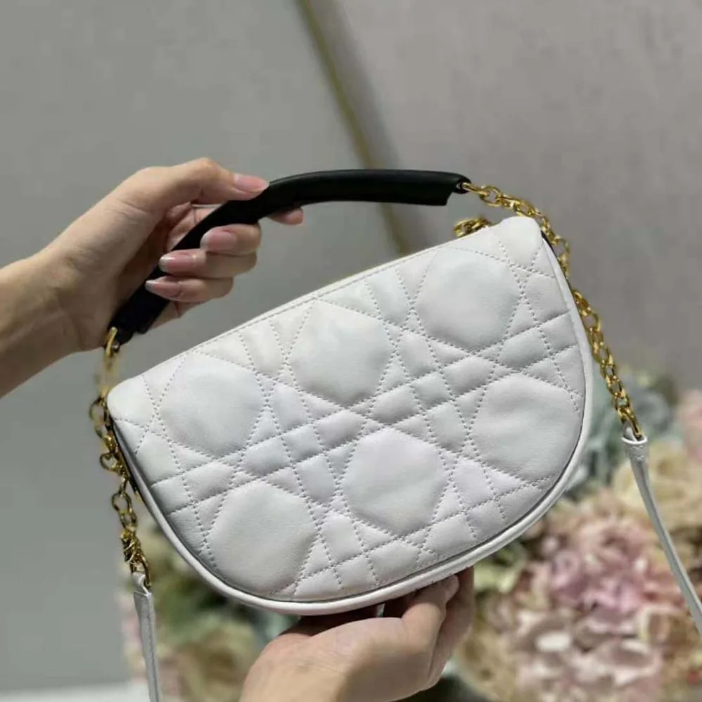 Dior Small Dior Vibe Hobo Bag White Cannage Lambskin for Women